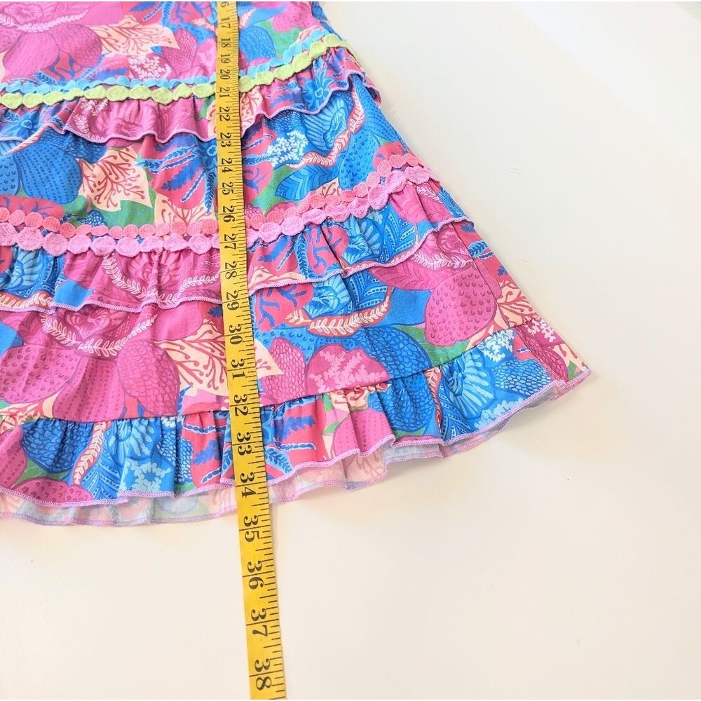 Marié Naomi Tiered Mini Dress Victoria Dunn Pink And Blue Medium - Picture 5 of 11